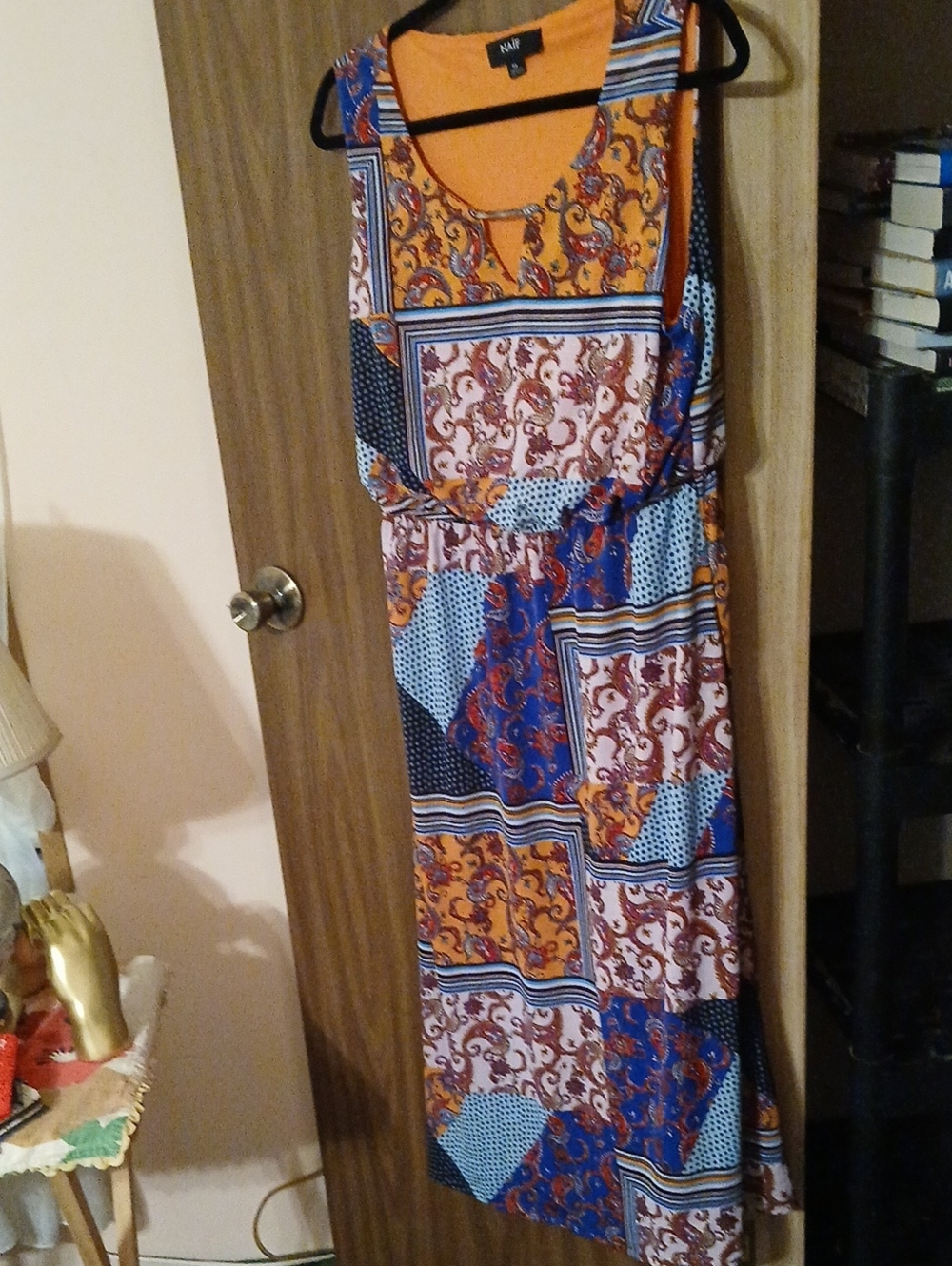 NAIF Orange and Blue Patchwork Maxi Dress